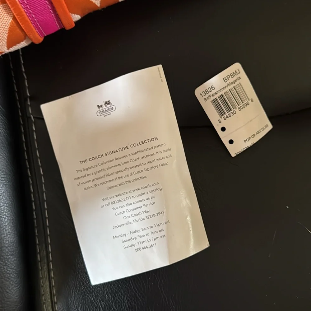 Authentic Coach Persimmon and Magenta Poppy Op Art Tote glam - Picture 4 of 4